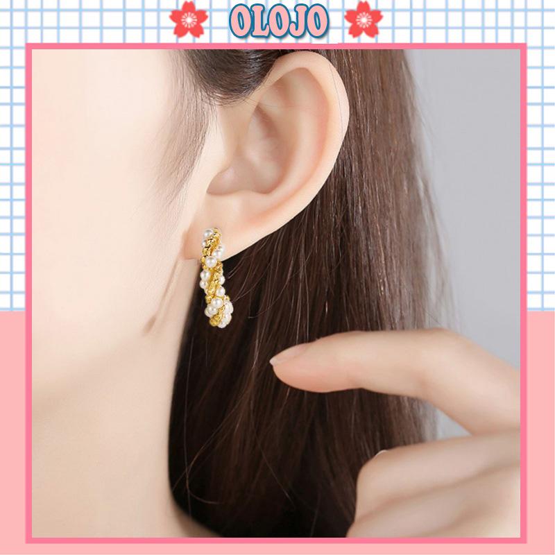 Bộ 5 Đôi Khuyên Tai Kim Loại Đính Ngọc Trai Đơn Giản Phong Cách Cổ Điển
