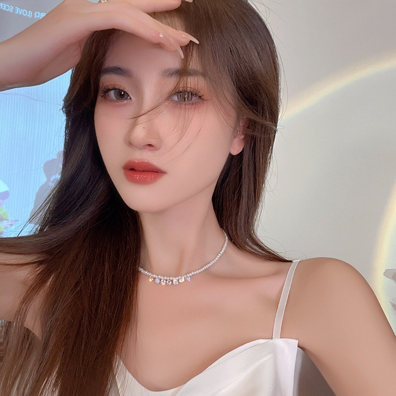 Vòng cổ Ngọc Trai zircon Ngắn Xương Quai Xanh