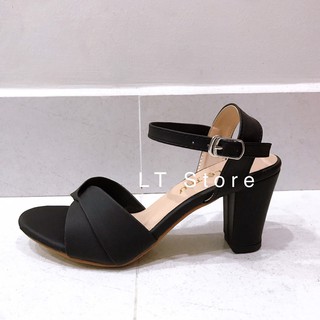 Giày cao gót 7cm xếp kiểu hở gót (có ảnh thật)