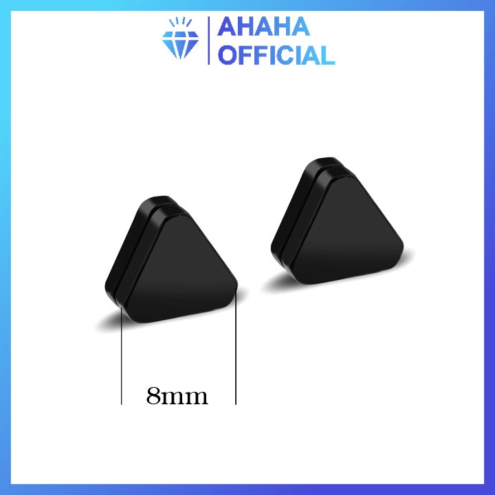 Bông tai nam inox cao cấp rẻ đẹp 1 cặp nam châm hình tam giác ahaha.officical màu đen thép không gỉ PTBTNA27