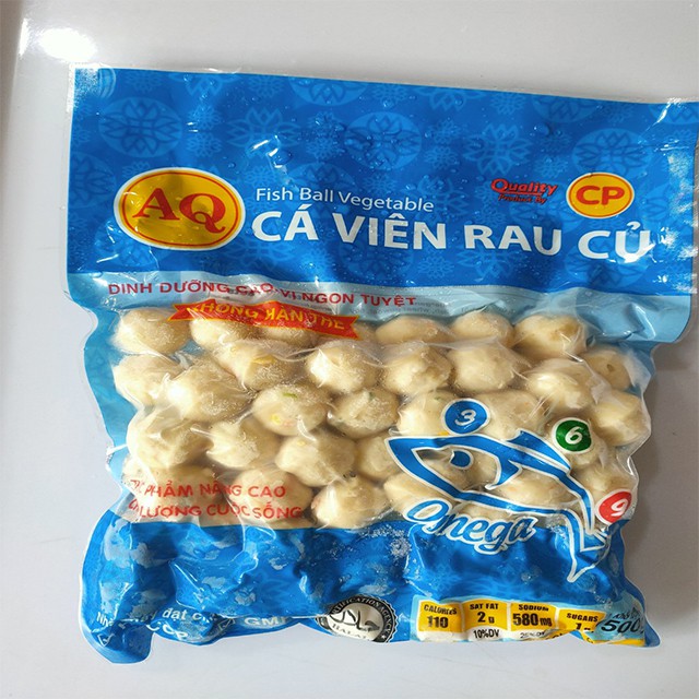 Cá viên rau củ không hàn the - hàng nhà máy chế biến Thực phẩm C.P Việt Nam 500gr