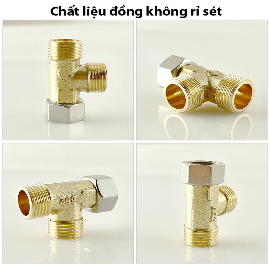 T cầu vệ sinh bằng Đồng - ngã chia 3 vòi xịt và bồn cầu