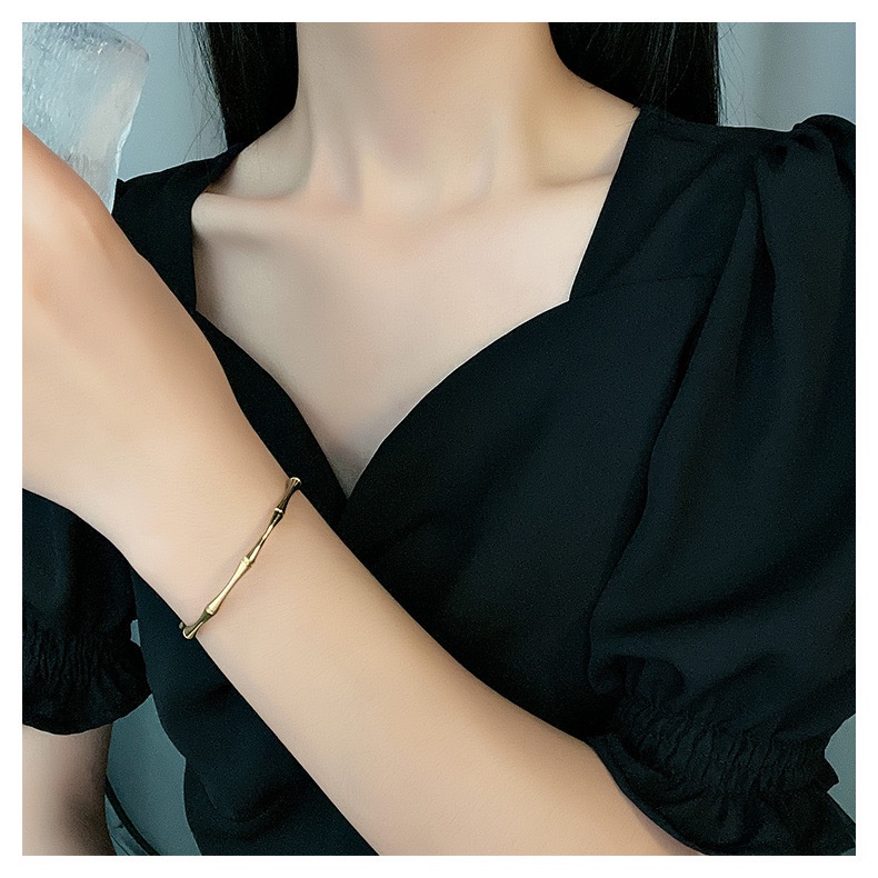 Vòng Tay Dạng Hở Mạ Vàng Tre Thời Trang Cho Nữ