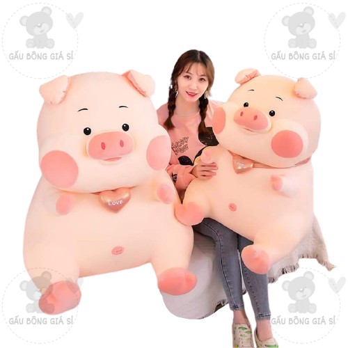 GẤU BÔNG HEO 50CM MÁ HỒNG ĐÁNG YÊU HÀNG CAO CẤP LÔNG MỊN MINISO