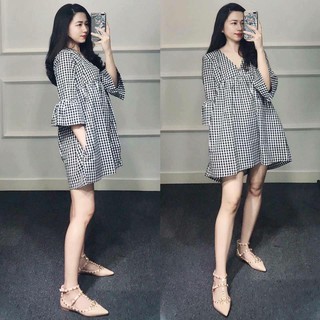 Đầm caro baby doll