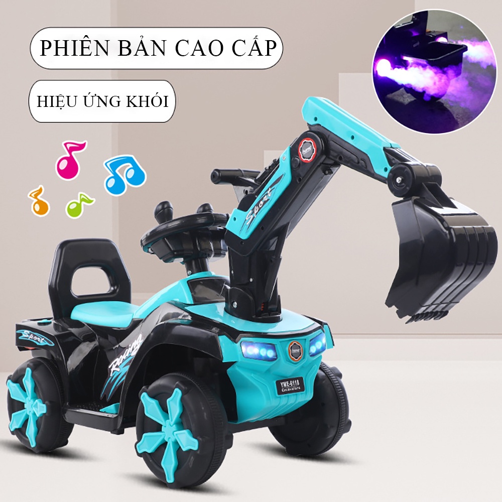 Xe cẩu điện trẻ em cỡ lớn,Đồ chơi trẻ em có thể di chuyển tiến lùi, điều chỉnh cần múc phù hợp cho bé 2-6 tuổi