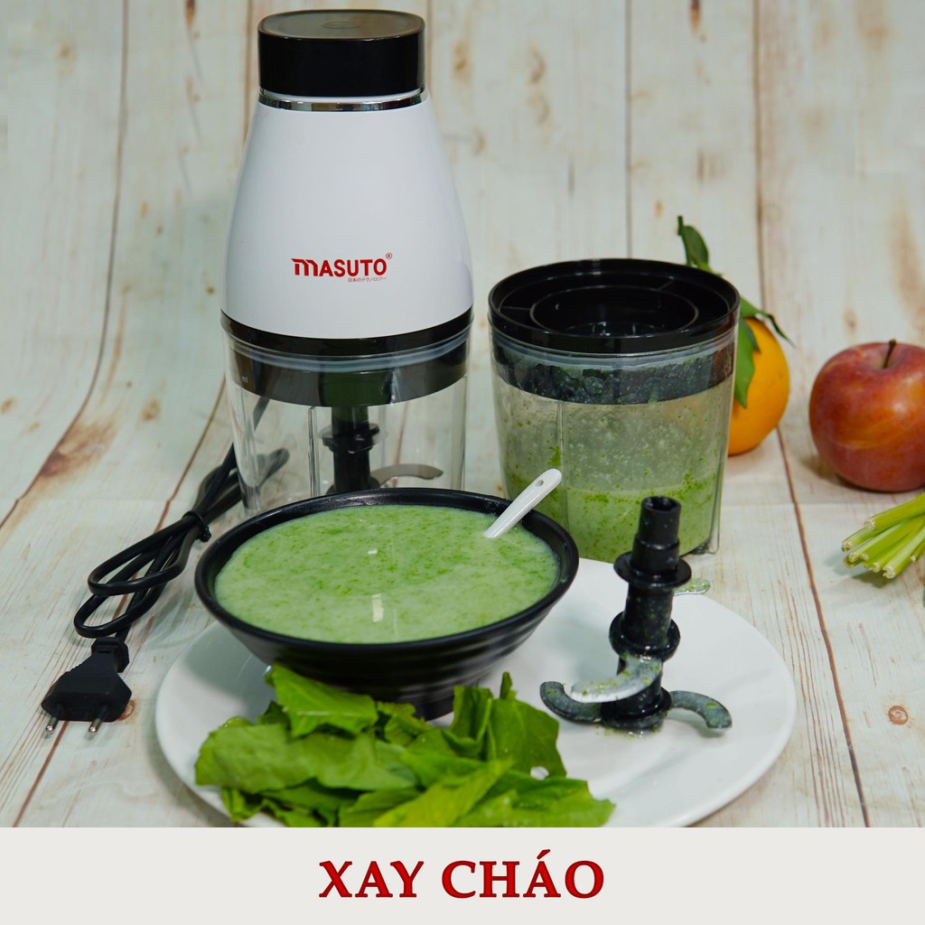 Máy xay sinh tố đa năng chính hãng Masuto xay thịt tôm cua cá ăn dặm siêu nhuyễn mịn chỉ 10s cối 0,6L VOUCHER 30K