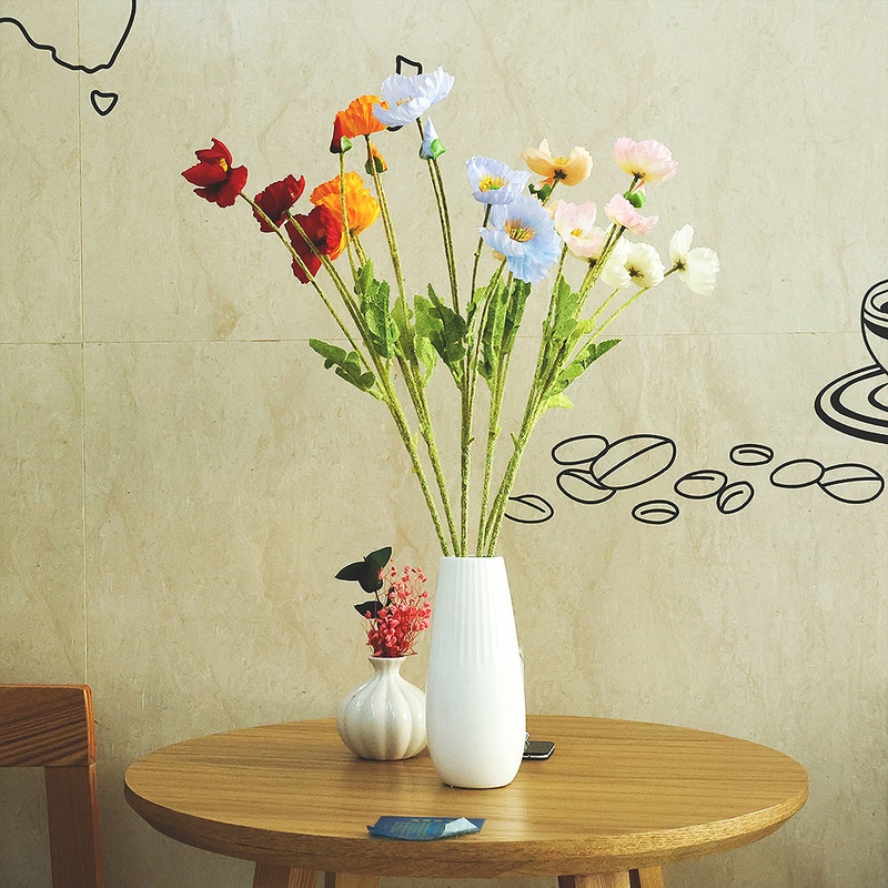 Bó hoa nhân tạo 4 đầu bông xinh xắn dành cho trang trí nhà cửa