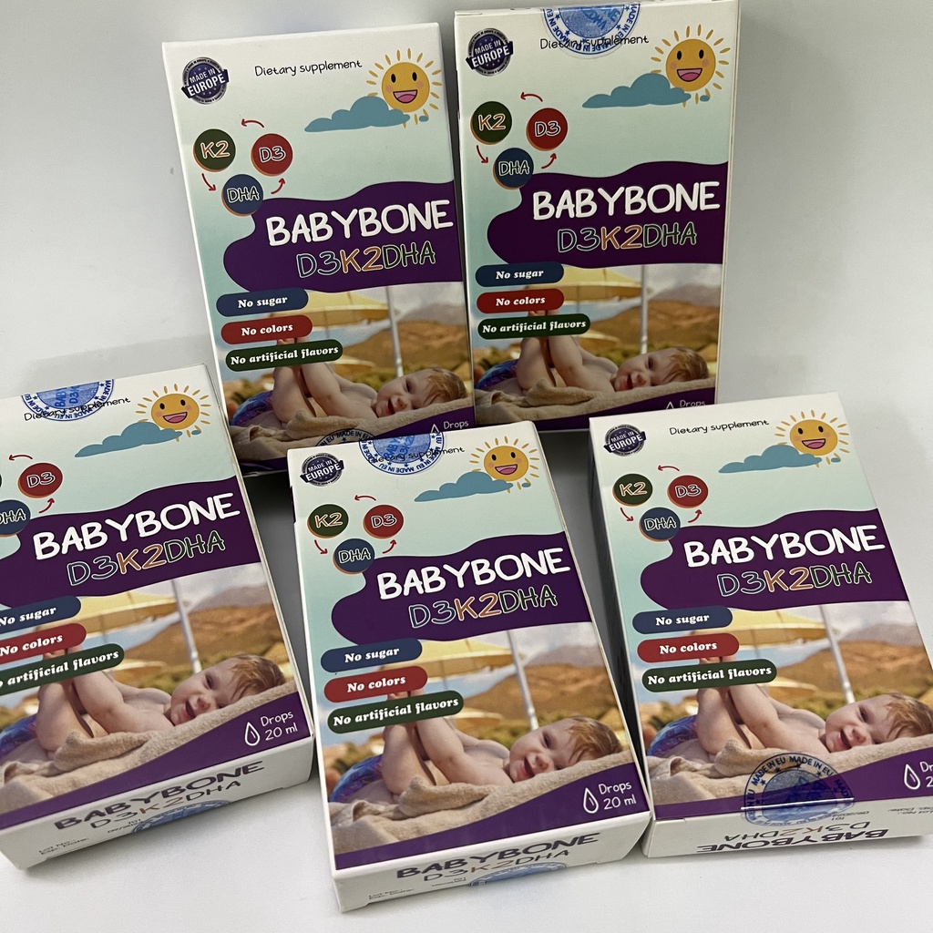 VITAMIN D3K2DHA BABYBONE 20ML D3 HẤP THU CANXI TỐI ĐA, DHA PHÁT TRIỂN TRÍ NÃO, TĂNG CHIỀU CAO VƯỢT TRỘI