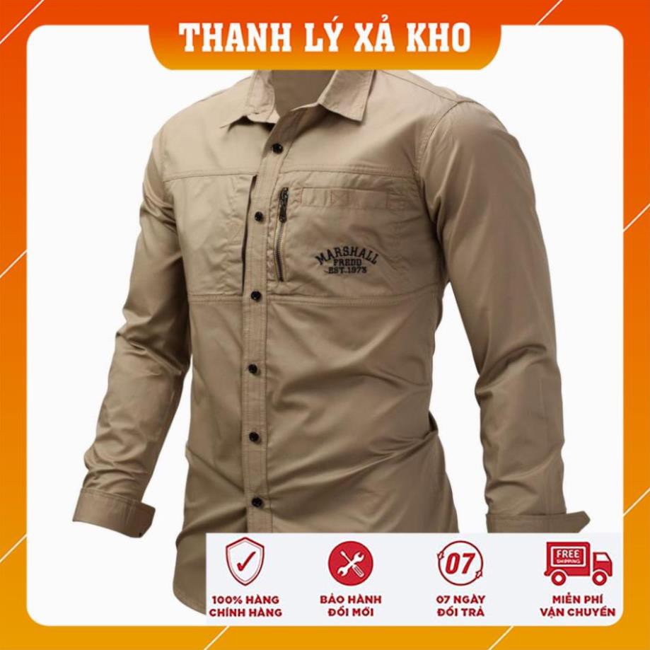 Áo sơ mi tay dài phối dây kéo thời trang cá tính cho nam