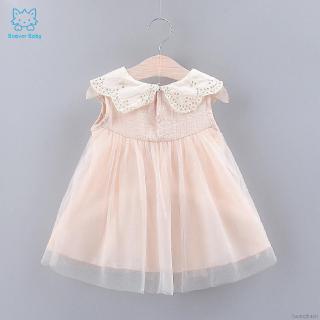 Đầm Sát Nách Phối Lưới Cho Bé Gái