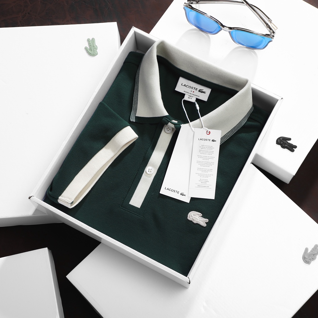 Aó polo nam cao cấp LCST 2 cổ phối 2 khuy,Form Slimfit,vải COTTON khô co dãn 4 chiều,thấm hút mồ hôi