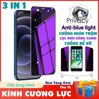 Kính Cường Lực Chống Nhìn Trộm iphone 11 12 13 Pro Max XSMAX 3 trong 1 miếng dán màn hình bảo vệ chống vân tay bể vỡ 9D