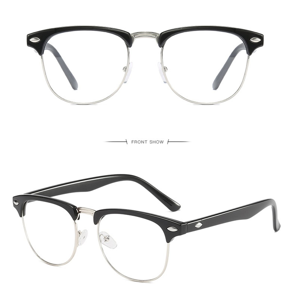MBB Glasses Frame Square Prescription Eyeglasses Semi-Rimless Screwless Eyewear
