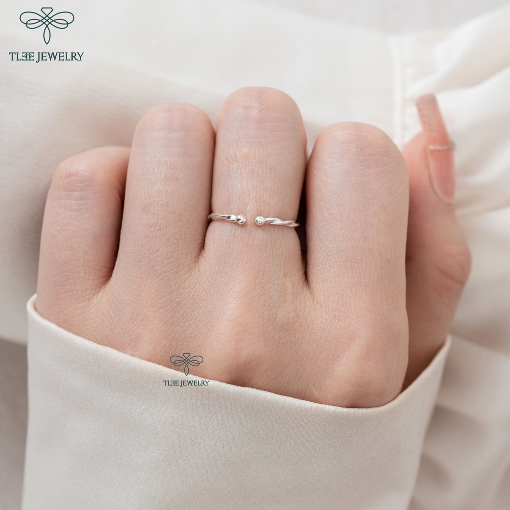 Nhẫn bạc nữ TLEE xoắn bi trơn basic cá tính TleeJewelry A0218