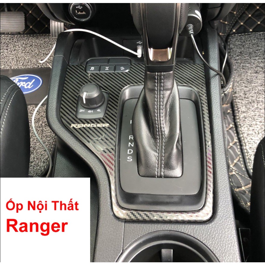 Ốp Nội Thất CARBON Xe Ford Ranger 2016 - 2021 bản XLS, WT số TỰ ĐỘNG vân cacbon cao cấp