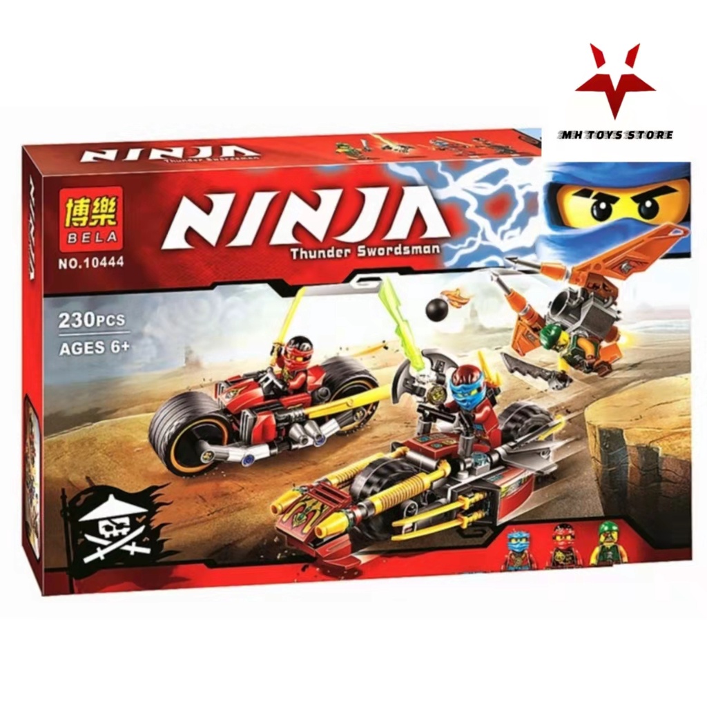 Đồ chơi lego xếp hình lắp ráp bela ninja 10444 - 230 chi tiết - chiến xa tia chớp của Jay rượt đuối nhau