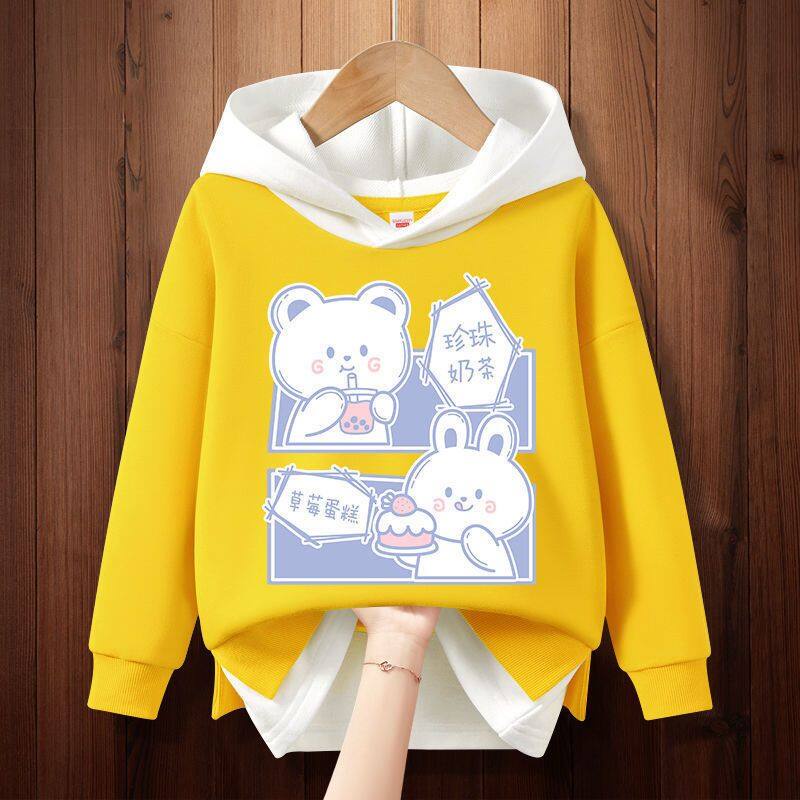 Áo Hoodie Tay Dài 100-160cm In Họa Tiết Hoạt Hình Cho Bé Gái 3-14 Tuổi