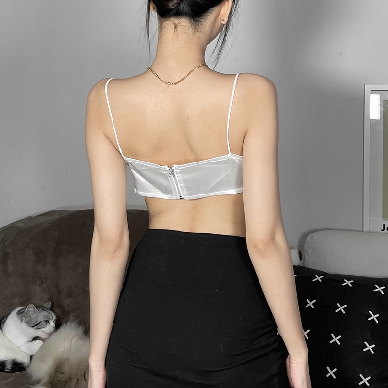 Kliou 2022 Mới vào mùa hè Áo hai dây KLIOU hở lưng thêu hoa hồng quyến rũ thời trang mùa hè dành cho nữ