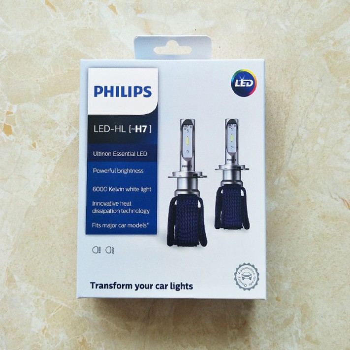 Bộ 2 bóng đèn pha LED dùng cho ô tô cao cấp nhãn hiệu Philips H7 công suất 16W, chân cắm PX26d, nhiệt độ màu 6000K