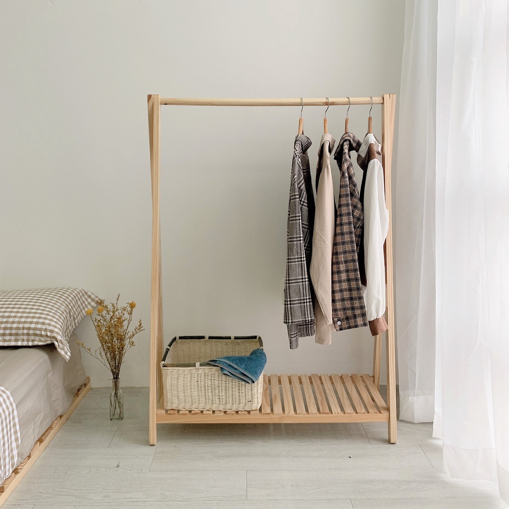 Giá Treo Quần Áo ✨FREESHIP✨ Kệ Để Đồ Chữ A 1 Tầng (Kích thước: 90 x 40 x 150 cm) Gỗ Thông Tự Nhiên