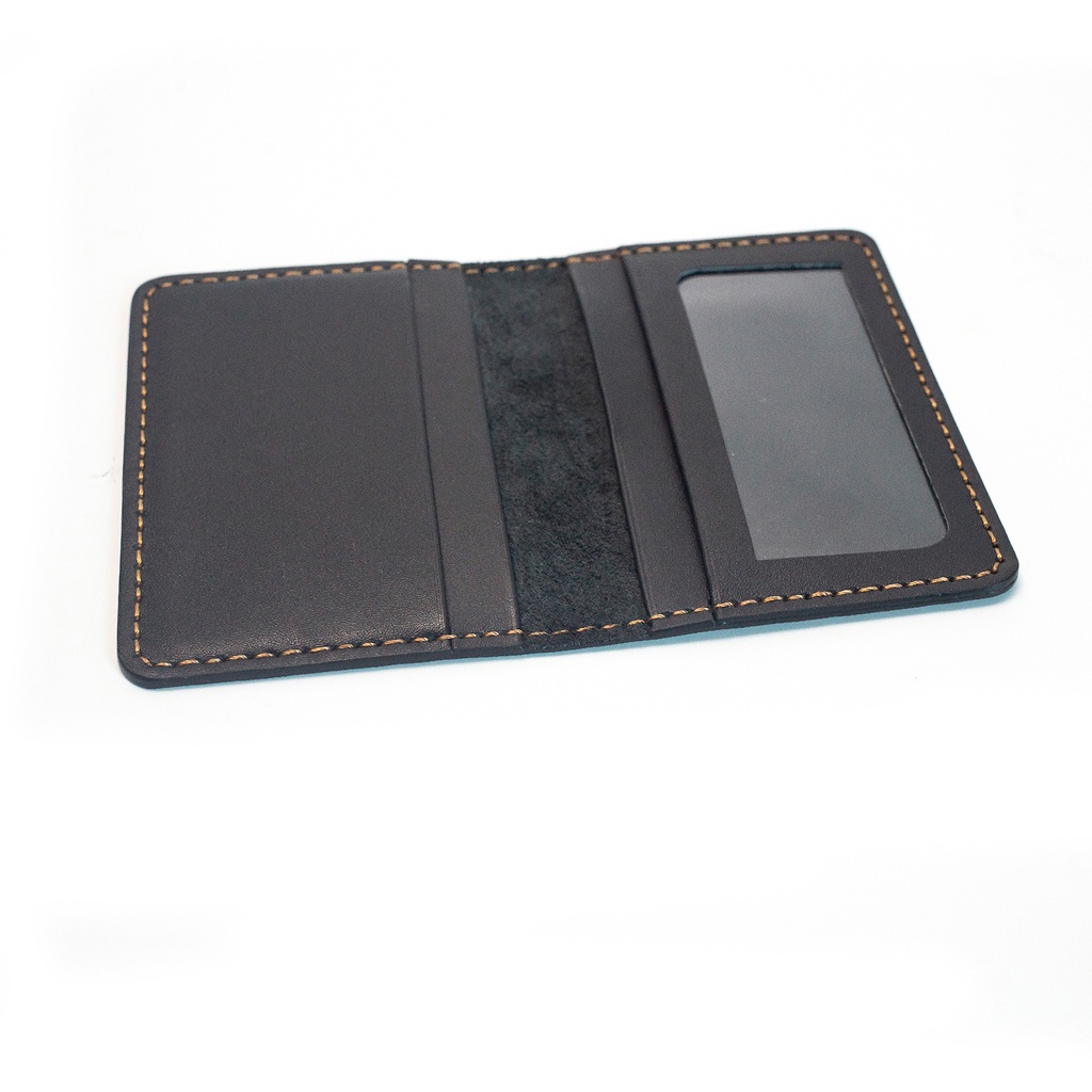 Ví đựng thẻ da bò Bụi Leather V130 da thật, khâu tay thủ công, bảo hành 12 tháng
