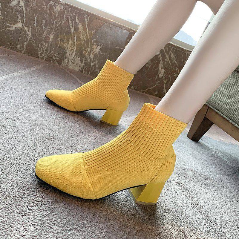 Giày Bốt Cao Gót Cổ Thấp Thời Trang Xuân Thu Dễ Phối Đồ