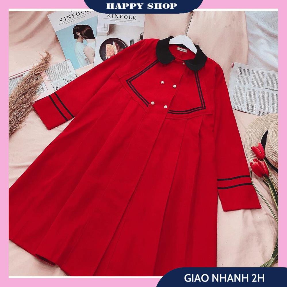 Váy Dạ Đỏ Nữ, Đầm Xòe Nữ Tay Dài Phối Cổ Sen Đính Nút Trang Trí Chất Dạ Cao Cấp Form Dáng Chuẩn Thời Trang Thu Đông Siêu | BigBuy360 - bigbuy360.vn