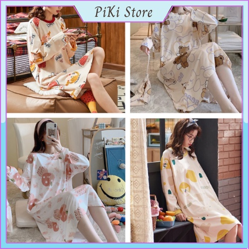 Bộ Ngủ Nữ Dài Tay Pijama , Đầm Ngủ Nữ Mặc Nhà