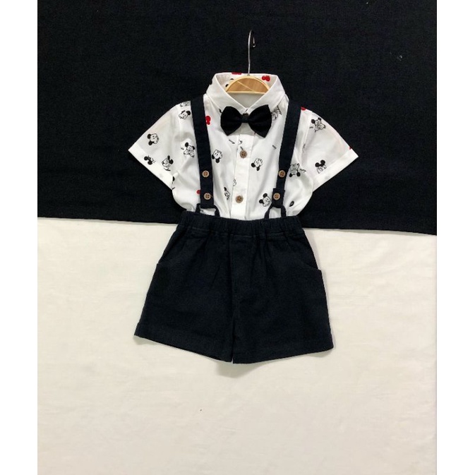 Bộ yếm vest gile bé trai đầy tháng thôi nôi công tử 5-12kg họa tiết Mickey