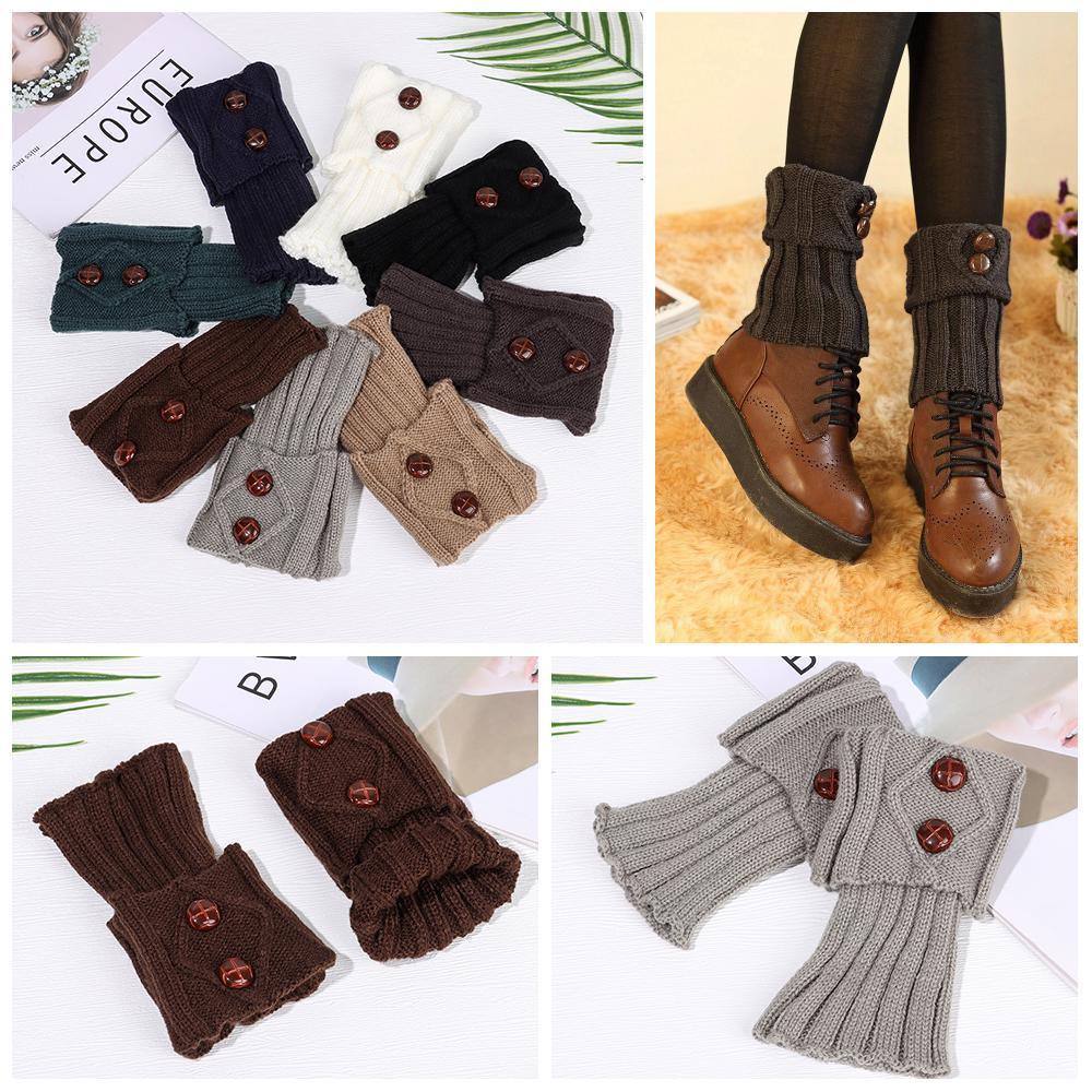LAY Leg Warmers Socks With Buttons Solid Color Women Girls Boot Warmers