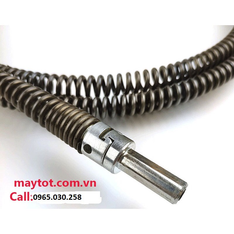 Dây thông tắc cống phi 16 dài 3m gồm 6 đầu thông và 1 đầu kết nối máy khoan