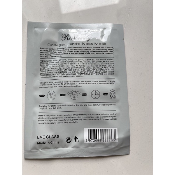 1 MIẾNG MẶT NẠ YẾN TƯƠI COLLAGEN ROSEBEAUT