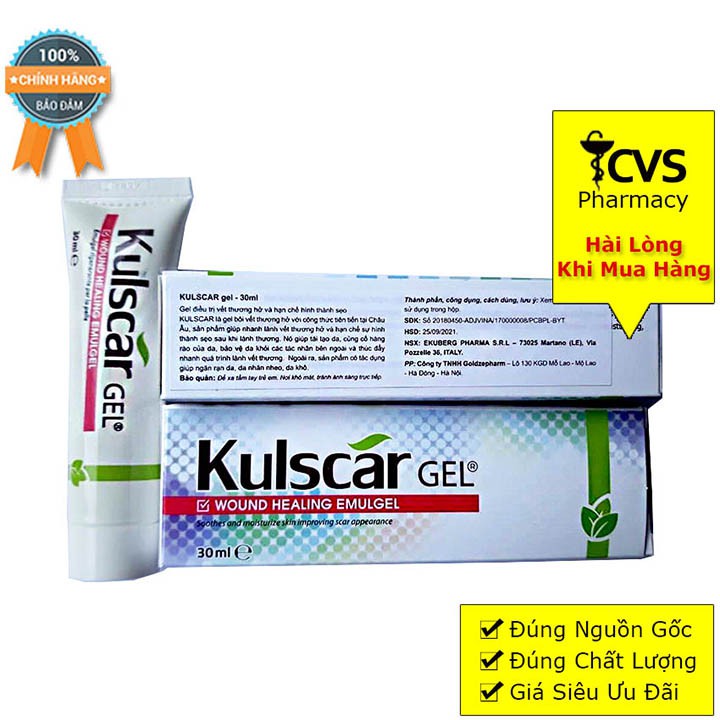 Kulscar Gel (Tuýp 30ml) - Hỗ Trợ Điều Trị Vết Thương Hở & Hạn Chế Hình Thành Sẹo