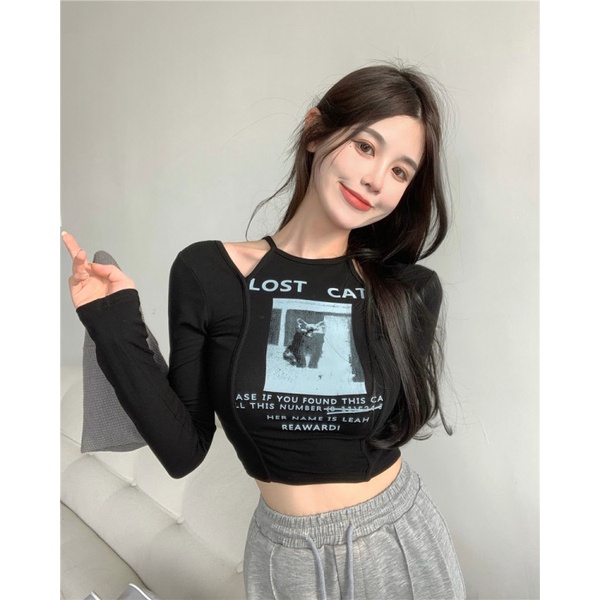 Porozi  Áo thun  tay dài hở vai thời trang quyến rũ cho nữ