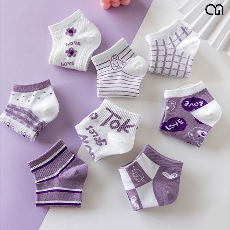 Vớ Nữ Màu Tím Cổ Ngắn - Tất Vớ Nữ Dễ Thương Thời Trang Hàn Quốc