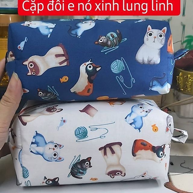 Hộp bút vải mèo và len