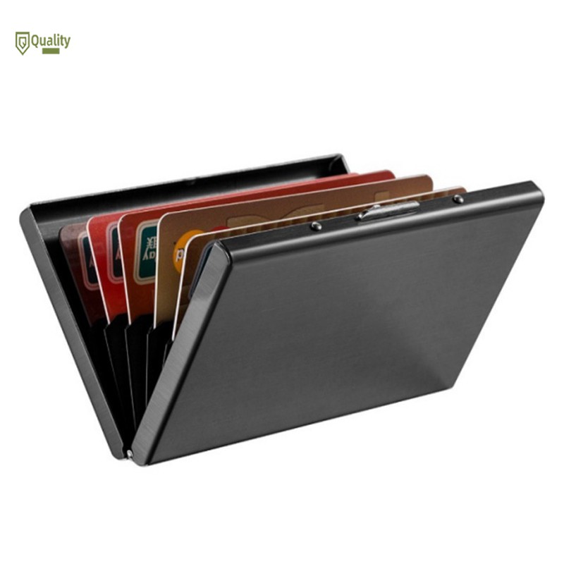 VN❤ RFID Blocking Wallet Slim Secure Stainless Steel Contactless Card Protector for 6 Credit Cards