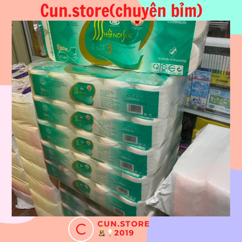 Giấy vệ sinh Hà Nội bịch 10 cuộn hàng 3 lớp không lõi siêu dai, mềm mịn