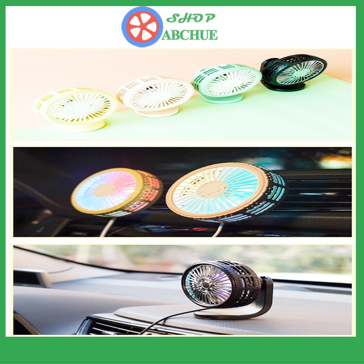 Quạt ô tô mini để taplo xe ô tô , Gắn cửa gió điều hòa có đèn led kết hợp sáp thơm