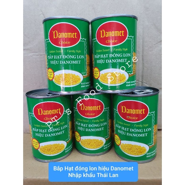 [Thái Lan] Bắp Hạt đóng hộp Danomet / Whole corn bắp lon 400gr. Ngô nguyên hạt Nấu chè, làm bánh kem, trộn salad, xào