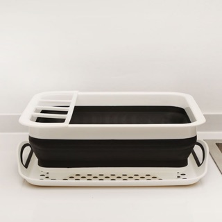 Rổ úp chén dĩa silicon gấp gọn tiện dụng kèm khay hứng nước - Trang sức phái đẹp