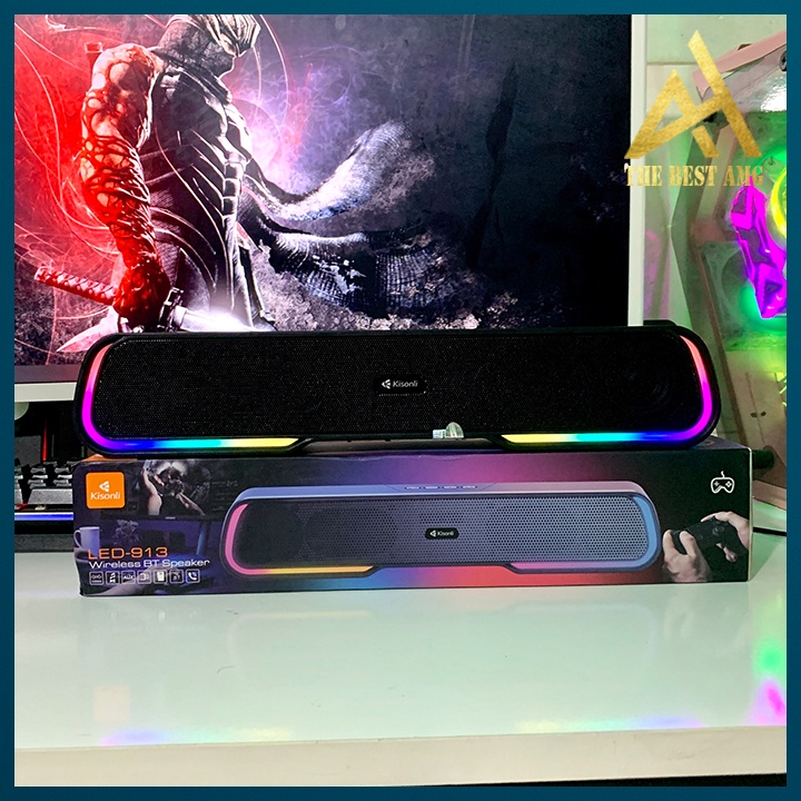 Loa Thanh Soundbar Bluetooth Led RGB Kisonli 913 - Loa Máy Tính Để Bàn Không Dây Âm Bass Siêu Trầm Cực Hay