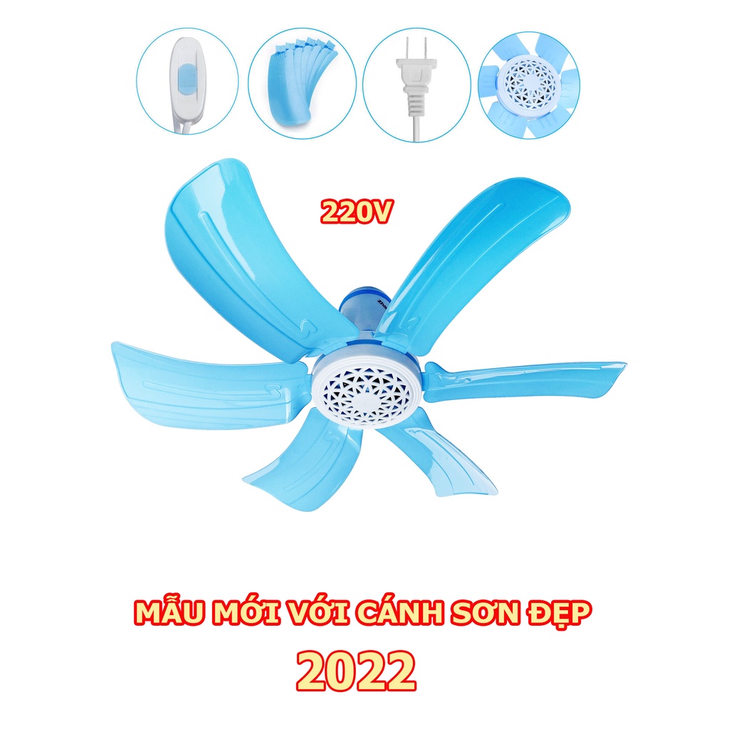 Quạt Trần Mini 6 Cánh Tiện Dụng 220V, Công Tắc Phích Cắm Điện Dễ Treo Khalik Khalik MN-02