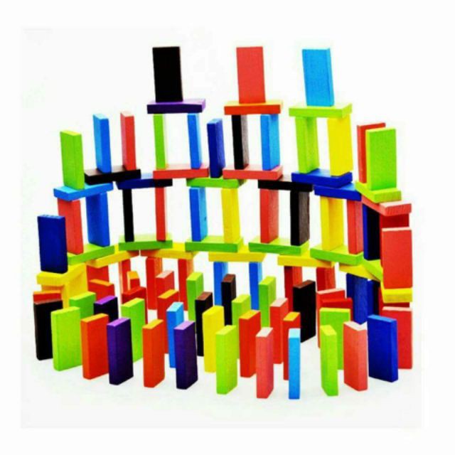 DOMINO gỗ nhiều màu 120 chi tiết cho Bé