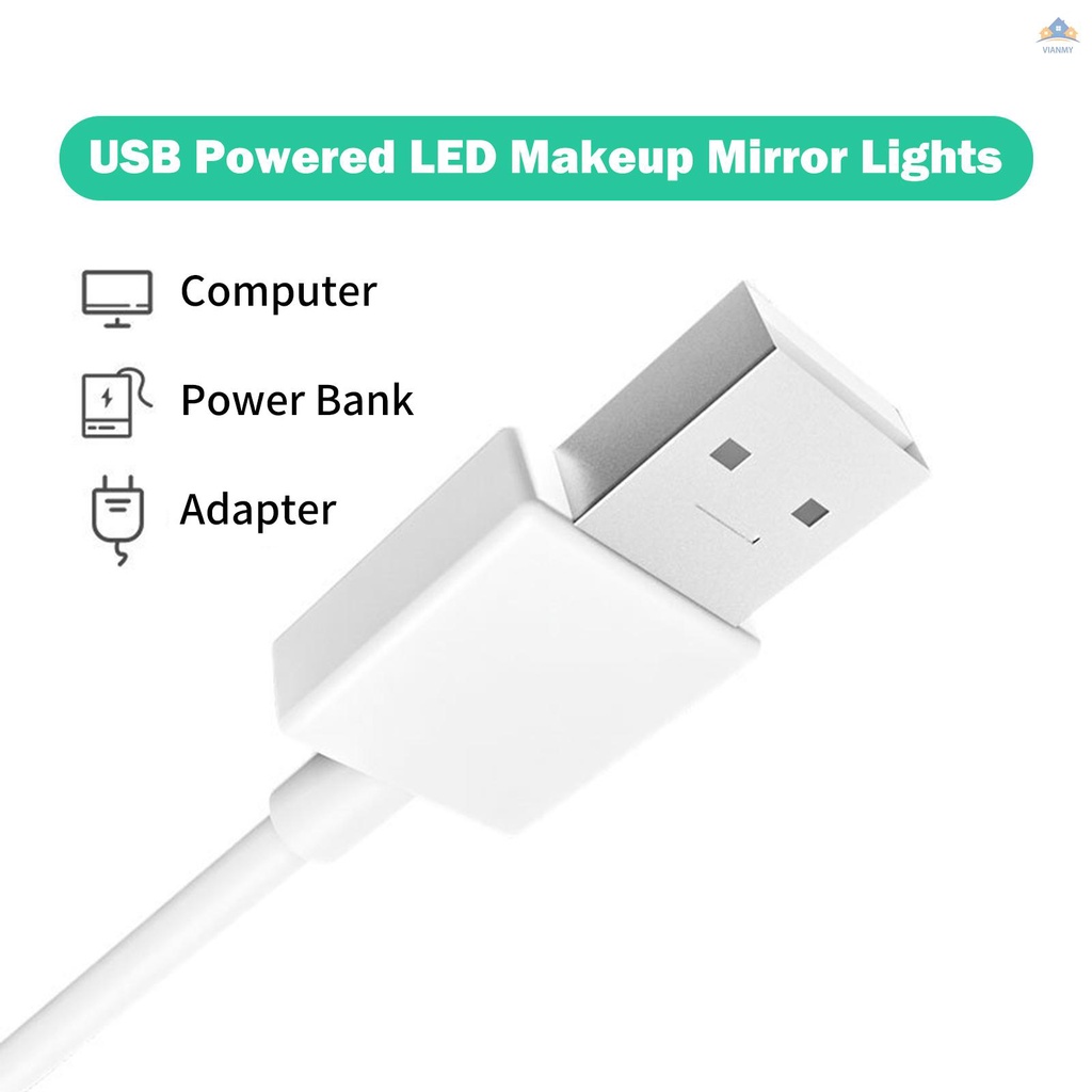 Đèn LED 30 Bóng Gắn Gương Trang Điểm Cảm Ứng Điều Chỉnh Độ Sáng Với Dây Cáp USB