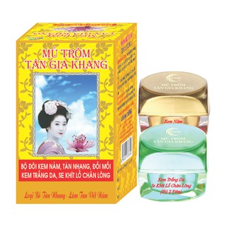 [bán sỉ] TÂN GIA KHANG Bộ đôi kem nám, tàn nhang, đồi mồi - kem trắng da, se khít lỗ chân lông (bộ viền đỏ)