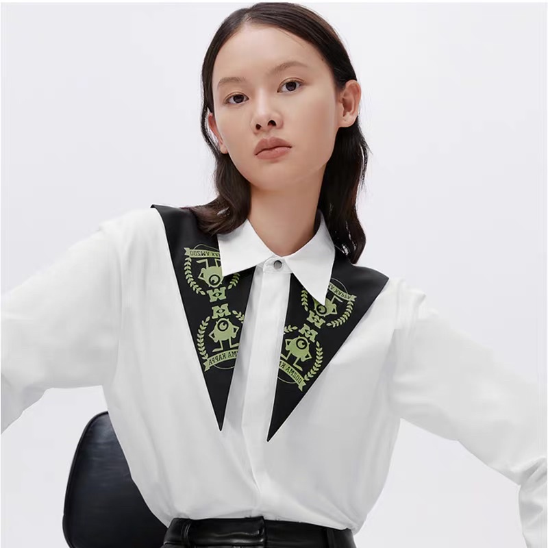 Áo sơ mi trắng cổ hoạ tiết Eifini