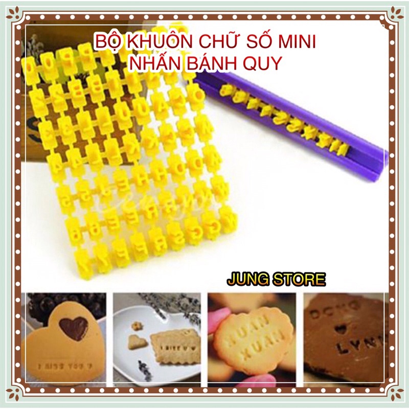 Bộ khuôn chữ và số mini nhấn lên mặt bánh quy tạo nhiều thông điệp ý nghĩa M322