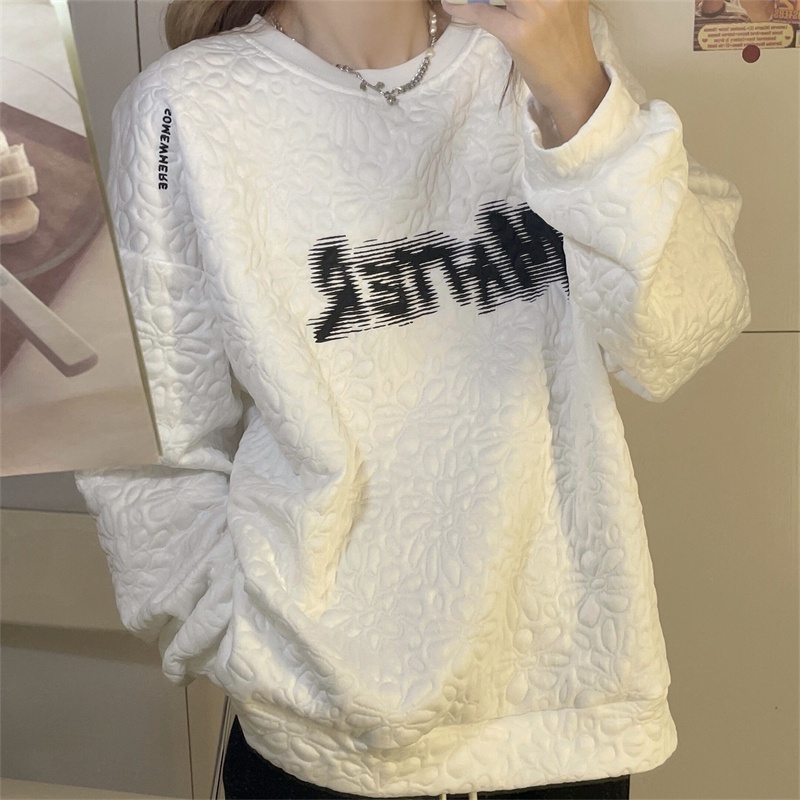 【ZHELIHANGFEI】Áo Thun Tay Dài Form Rộng Theo Phong Cách Preppy Mỹ Dễ Phối Đồ